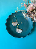 Mother of Pearl Art Deco Scallop Earrings