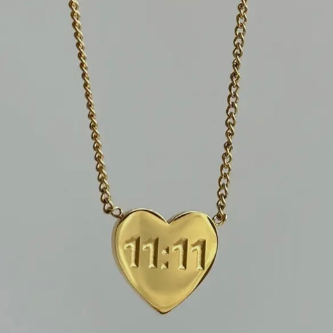 “11:11” Engraved Heart Necklace