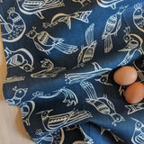 Folk Birds Linen Tea Towel