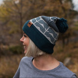 Geometric Pattern Beanie with Pom