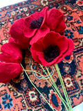 Felt Red Poppy Flower