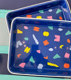 Poketo x CCH Elements Enamelware Sm. Rect. Tray, Beige Rim