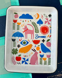 Lisa Congdon x CCH Pink Dog Enamelware Small Rectangle Tray