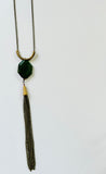 Cival Green Serpentine Tassel Necklace