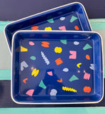 Poketo x CCH Elements Enamelware Sm. Rect. Tray, Beige Rim