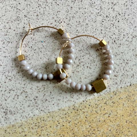 David Aubrey Grey Glass Hoop Earrings