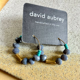 David Aubrey Grey Glass & Turquoise Mia Stone Hoop Earrings