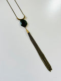 Cival Green Serpentine Tassel Necklace