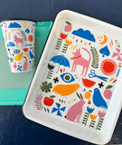 Lisa Congdon x CCH Pink Dog Enamelware Small Rectangle Tray