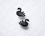 Black Swan Bird Stud Earrings