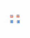 Beaded Handwoven Tulip Stud Pack (Teal/Rust)