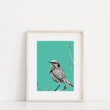 BIRD BLUE Vibrant Giclée Art Print by Renée Staeck