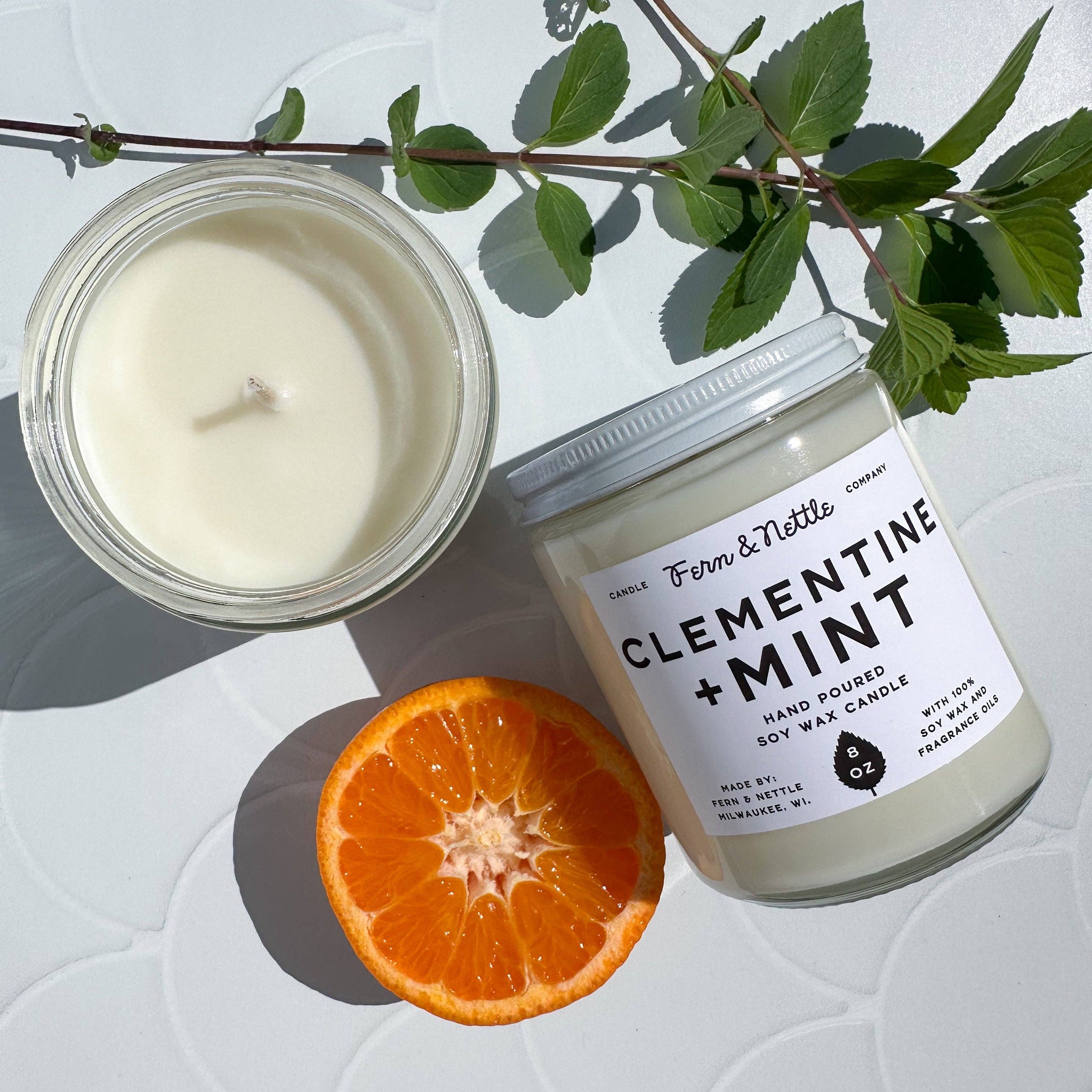 Clementine+Mint Scented Candle – The Waxwing