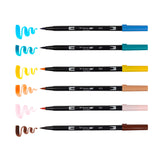 Dual Brush Pen Art Markers, Manga Illustration, Bird 6-Pack