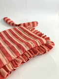 Pink and Red Stripes Quilted Pouch | Block-Printed Cotton