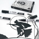PINTAR Premium Acrylic Paint Pens - 1mm Fine Tip Pens For Rock Painting, Ceramic Glass, Wood, Paper, Fabric & Porcelain, Water Resistant Paint Set, Surface Pen, Craft Supplies, DIY Project (6 Black)