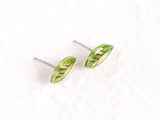 Mini Green Leaves Stud Earrings - Minimalist Leaf Studs