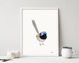 Fairy Wren Print - woodland bird illustration