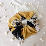 Ethically Made Autumn Scrunchie | Tan & Black | Upcycled