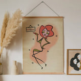 No Wallflowers Mid Century Style Cartoon Art Print 9x12 in