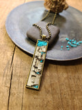 Narrow Turquoise Birch Bark Necklace | Rustic BEST SELLER