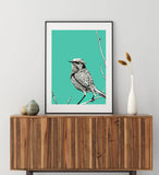 BIRD BLUE Vibrant Giclée Art Print by Renée Staeck