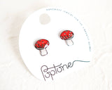 Red Mushroom Toadstool Earrings