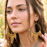Desert Sunburst Fringe Hoop Earrings