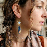 Celestial Flight Feather and Opalite Earrings