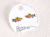 Rainbow Trout Salmon Fish Outdoors Earrings