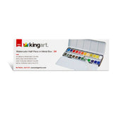 PRO Watercolor Half Pans in Metal Box – 24 Colors & Water Brush Pen
