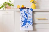 Blue Songbird Tea Towel - Bird Floral Kitchen Towel Decor