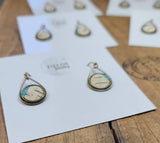 Birch Bark & Turquoise Dangle Earrings – Bronze