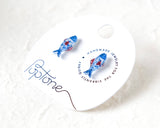 Nautical Fish Stud Earrings Red, Blue, White