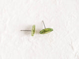 Mini Green Leaves Stud Earrings - Minimalist Leaf Studs