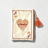 Poker Embroidery Tassel Cosmetic Pouch