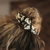 Handmade Viscose Rayon Beige Leaf Scrunchie