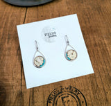 Stainless Steel Turquoise Birch Bark Earrings Nature Earth