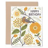 Mums and Robins Birthday Greeting Card