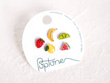 Mini Fruit Stud Earrings - Set of 5 Mix and Match Earrings