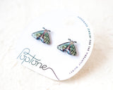 Green Forest Night Moth Stud Earrings