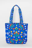 Quilted Tote, Blue Scandinavian Floral