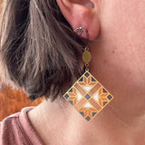David quilt block // stained glass resin earrings