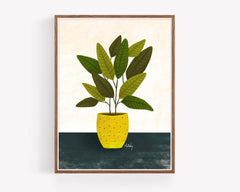 Yellow Pot - potted plant art print
