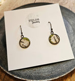 Mossy Birch Bark Earrings Botanical Nature Rustic Dangle