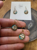 Birch Bark & Turquoise Dangle Earrings – Bronze