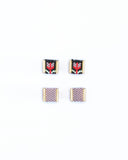 Beaded Handwoven Tulip Stud Pack (Teal/Rust)