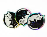 Holographic Yin Yang Cat Vinyl Sticker