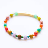 Colorful Mixed Bead Stretchy Bracelet with Brass Tube