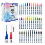 PINTAR Premium Acrylic Paint Pens - 1mm Fine Tip Pens For Rock Painting, Ceramic Glass, Wood, Paper, Fabric & Porcelain, Water Resistant Paint Set, Surface Pen, Craft Supplies, DIY Project (35 colours)